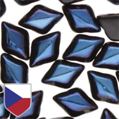 Gem Duo 8mm x 5mm Czech Shield - GD8523980-22201CS - Jet Azuro