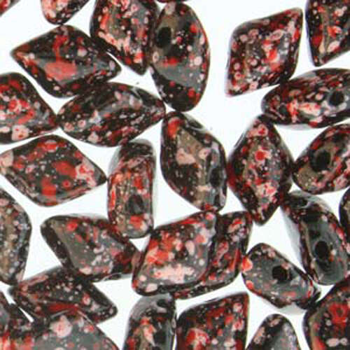 Gem Duo 8mm x 5mm - GD8523980-24401 - Jet Red & Pink Confetti