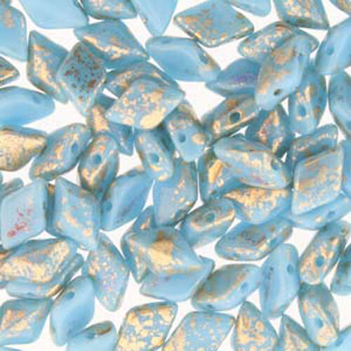 Gem Duo 8mm x 5mm - GD8563030-94401 - Turquoise Blue Gold Splash