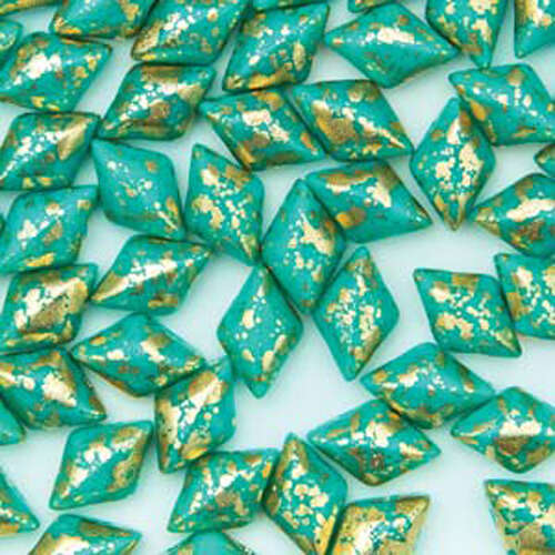 Gem Duo 8mm x 5mm - GD8563130-94401 - Turquoise Green Gold Splash