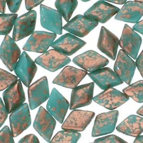 Gem Duo 8mm x 5mm - GD8563130-94412 - Turquoise Green Copper Splash