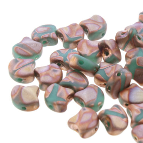 Ginko Leaf 7.5mm x 7.5mm - GNK8763130-27173BA - Turquoise Green Full Capri Gold Matte Batik