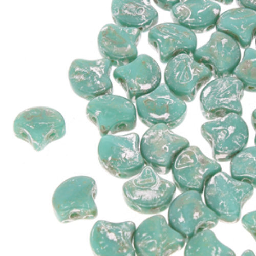 Ginko Leaf 7.5mm x 7.5mm - GNK8763130-43400 - Turquoise Green Picasso