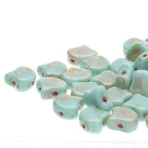 Ginko Leaf 7.5mm x 7.5mm - GNK8763130-86805 - Turquoise Green Dark Travertine