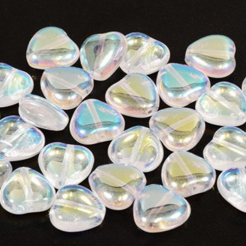 10mm Czech Glass Heart Bead - Crystal AB - 00030-28701