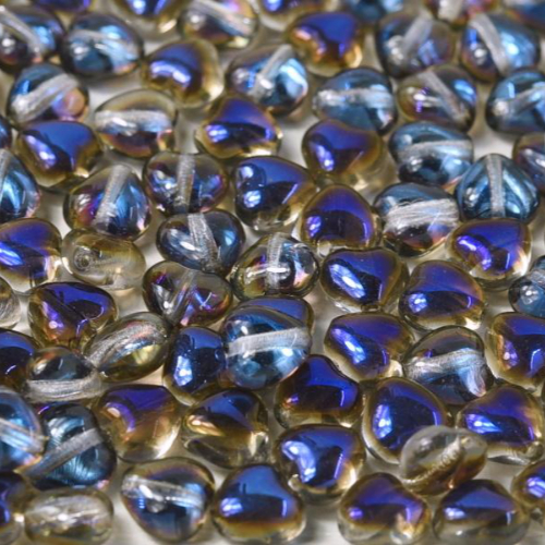 6mm Czech Glass Heart Bead - Crystal Azuro - 00030-22201