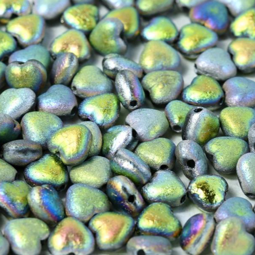 6mm Czech Glass Heart Bead - Crystal Etched Full Vitrail - 00030-28180 - 300 Piece Bag