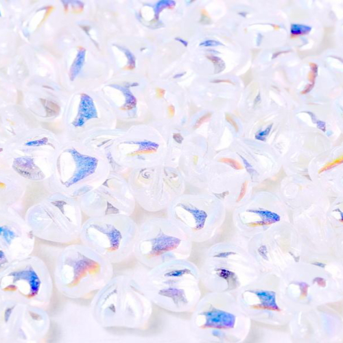 6mm Czech Glass Heart Bead - Crystal AB - 00030-28701