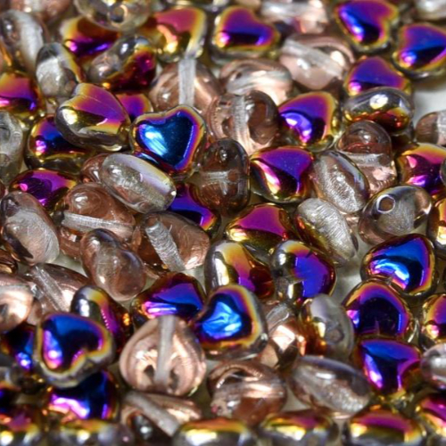6mm Czech Glass Heart Bead - Crystal Sliperit - 00030-29500