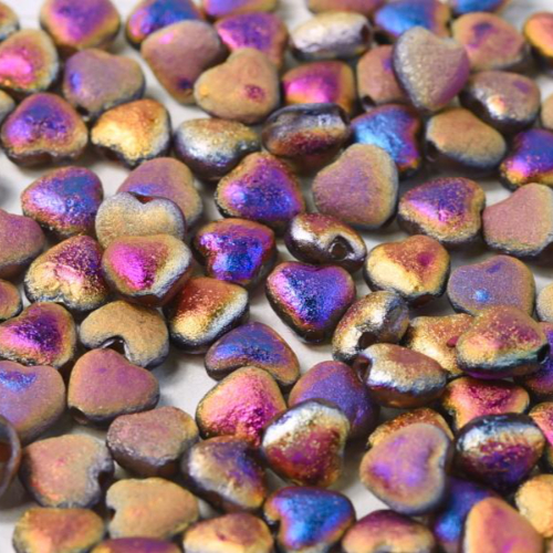 6mm Czech Glass Heart Bead - Crystal Etched Sliperit Full - 00030-29583