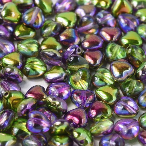 6mm Czech Glass Heart Bead - Crystal Magic Orchid - 00030-95000