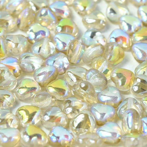 6mm Czech Glass Heart Bead - Crystal Lemon Rainbow - 00030-98534 - 300 Piece Bag