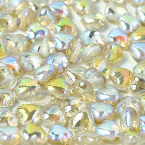 6mm Czech Glass Heart Bead - Crystal Lemon Rainbow - 00030-98534