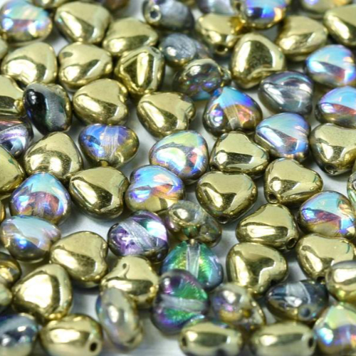 6mm Czech Glass Heart Bead - Crystal Golden Rainbow - 00030-98536