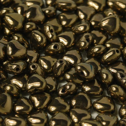 6mm Czech Glass Heart Bead - Jet Bronze - 23980-14415