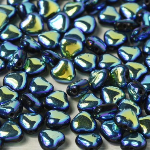 6mm Czech Glass Heart Bead - Jet Full AB - 23980-28703