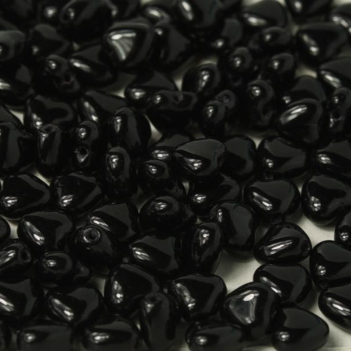 6mm Czech Glass Heart Bead - Jet - 23980 - 30 Piece Bag