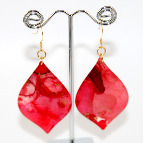 Red Alcohol Ink Earrings