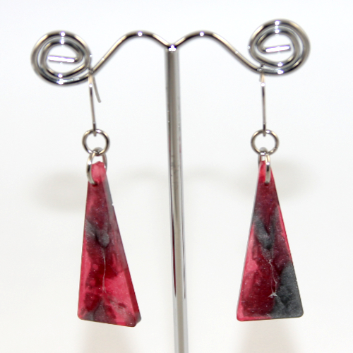 Red & Silver Alcohol Ink Resin Earrings