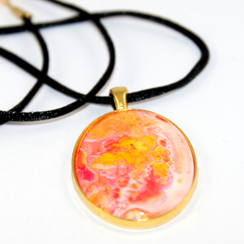 Pink & Orange Painted Glass Pendant