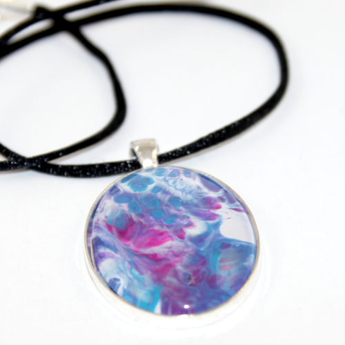 Blue & Purple Painted Glass Pendant