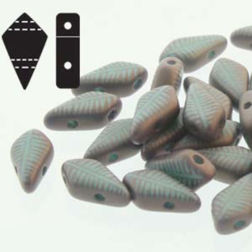 Kite 9mm x 5mm - KT9563120-84415F - Matte Turquoise Green Bronze Laser Feather