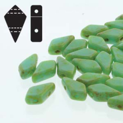 Kite 9mm x 5mm - KT9563120-86805 - Turquoise Green Dark Travertine