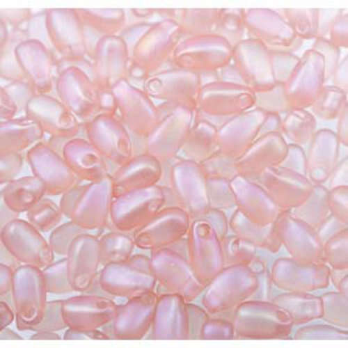 Miyuki 3mm x 5.5mm Long Drop Bead - LDP-2133F - Frosted Transparent Dark Pink AB