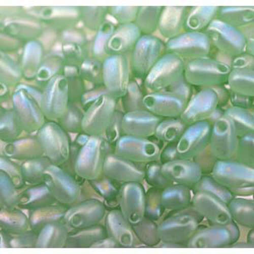 Miyuki 3mm x 5.5mm Long Drop Bead - LDP-2134F - Frosted Transparent Sea Glass Green AB
