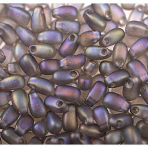 Miyuki 3mm x 5.5mm Long Drop Bead - LDP-2136F - Frosted Transparent Grey AB