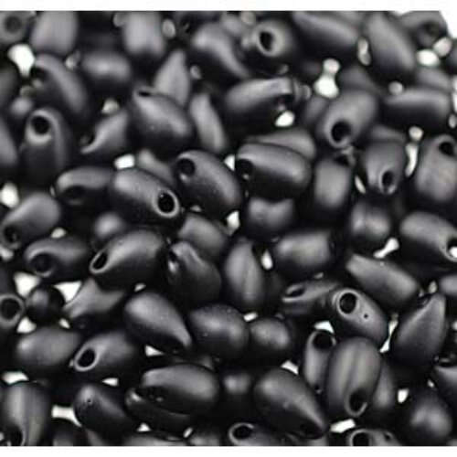 Miyuki 3mm x 5.5mm Long Drop Bead - LDP-401F - Matte Opaque Black