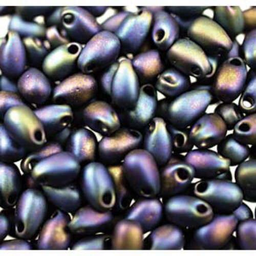 Miyuki 3mm x 5.5mm Long Drop Bead - LDP-401FR - Matte Opaque Black AB