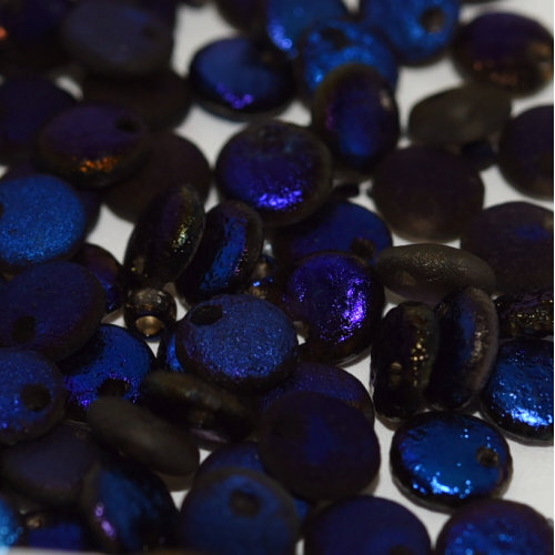 Lentil Bead 6mm x 3mm - 1 Hole - Crystal Azuro Etched - LEN6-00030-22283 - 50 Bead Bag