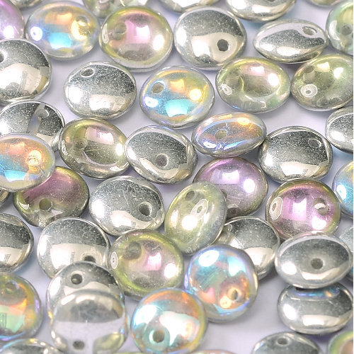 Lentil Bead 6mm x 3mm - 1 Hole - Crystal Silver Rainbow - LEN6-00030-98530