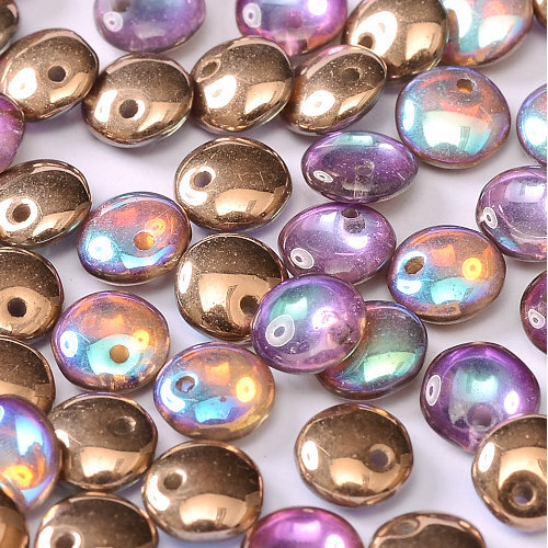 Lentil Bead 6mm x 3mm - 1 Hole - Crystal Copper Rainbow - LEN6-00030-98533 - 50 Bead Bag