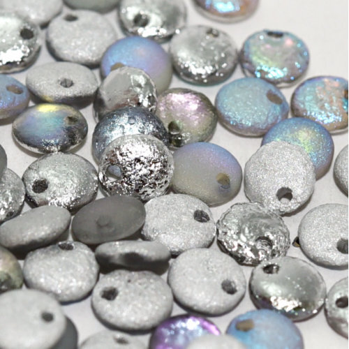 Lentil Bead 6mm x 3mm - 1 Hole - Crystal Silver Rainbow Etched - LEN6-00030-98580