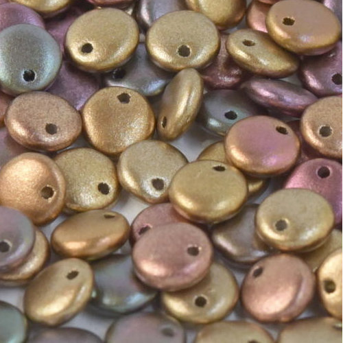 Lentil Bead 6mm x 3mm - 1 Hole -  Purple Iris Gold - LEN6-01640  - 50 Bead Bag