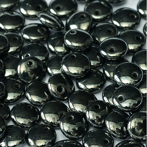 Lentil Bead 6mm x 3mm - 1 Hole - Jet Hematite - LEN6-23980-14400