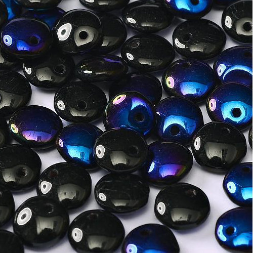 Lentil Bead 6mm x 3mm - 1 Hole - Jet Azuro - LEN6-23980-22201 - 50 Bead Bag