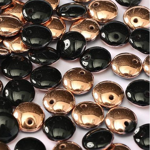 Lentil Bead 6mm x 3mm - 1 Hole - Jet Capri Gold - LEN6-23980-27101