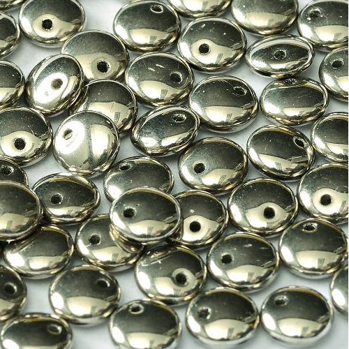 Lentil Bead 6mm x 3mm - 1 Hole - Jet Argentic Full - LEN6-23980-27500  - 50 Bead Bag