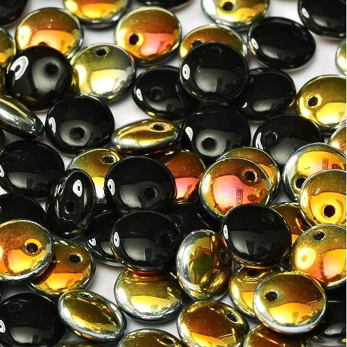 Lentil Bead 6mm x 3mm - 1 Hole - Jet Marea - LEN6-23980-28001