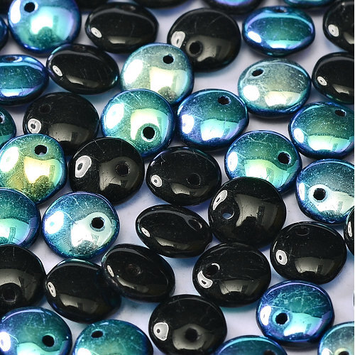 Lentil Bead 6mm x 3mm - 1 Hole - Jet AB - LEN6-23980-28701 - 50 Bead Bag