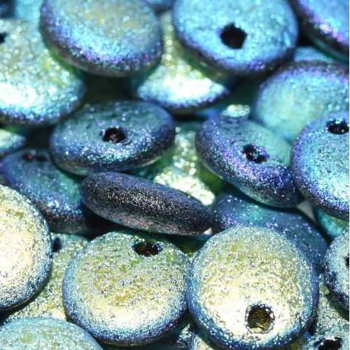 Lentil Bead 6mm x 3mm - 1 Hole - Jet AB Full Etched - LEN6-23980-28783 - 50 Bead Bag