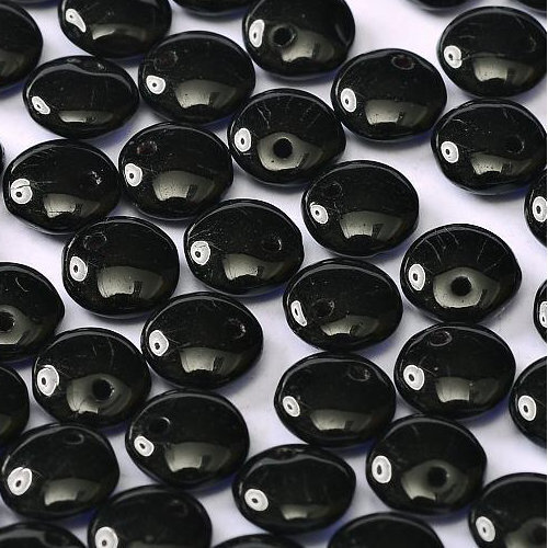 Lentil Bead 6mm x 3mm - 1 Hole - Jet  - LEN6-23980