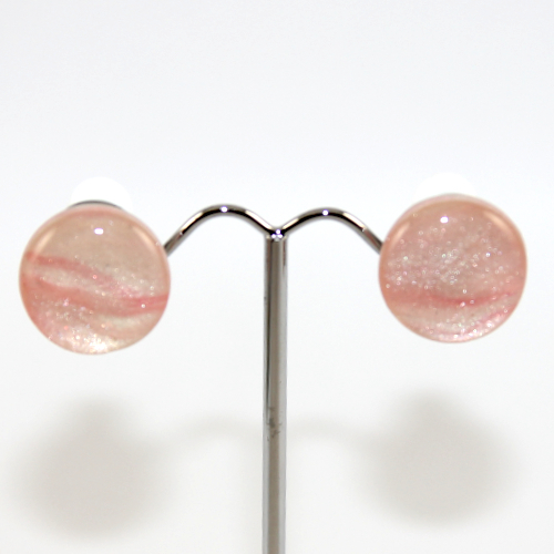 Shades of Pale Pink Polymer Clay Clip On Earrings