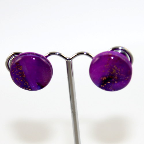 Amethyst & Gold Polymer Clay Stud Earrings