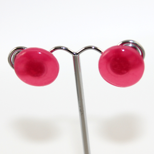 Bright Pink Polymer Clay Stud Earrings