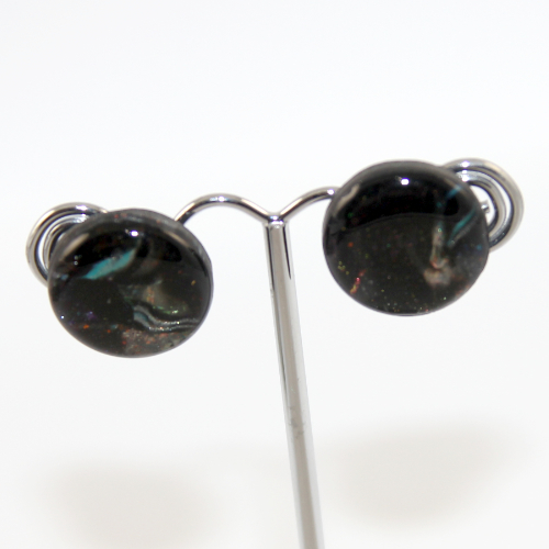 Black Swirl Polymer Clay Stud Earrings
