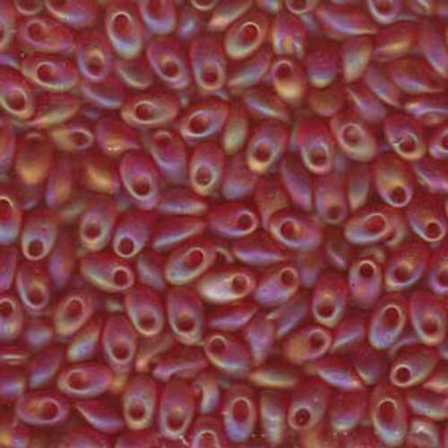 Miyuki 7mm Long Magatama Bead - LMA-140FR - Transparent Matte Red Orange AB